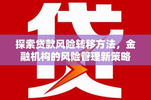 晋江探索贷款风险转移方法，金融机构的风险管理新策略