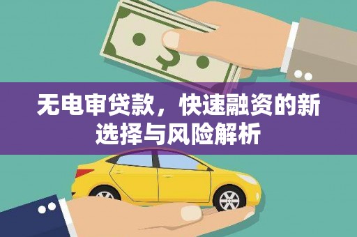 晋江无电审贷款，快速融资的新选择与风险解析