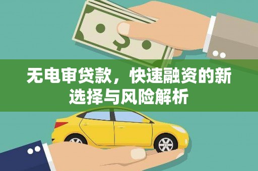 晋江无电审贷款，快速融资的新选择与风险解析