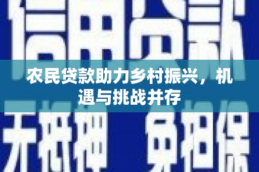 晋江农民贷款助力乡村振兴，机遇与挑战并存