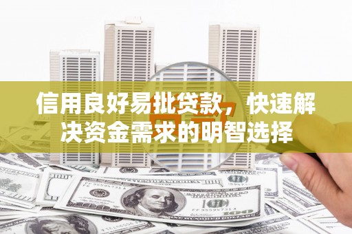 晋江信用良好易批贷款，快速解决资金需求的明智选择