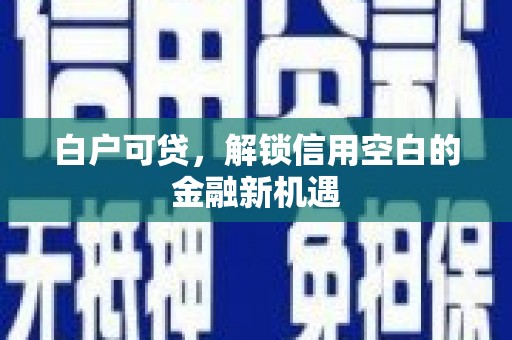 晋江白户可贷，解锁信用空白的金融新机遇