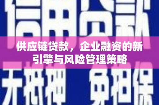 晋江供应链贷款，企业融资的新引擎与风险管理策略
