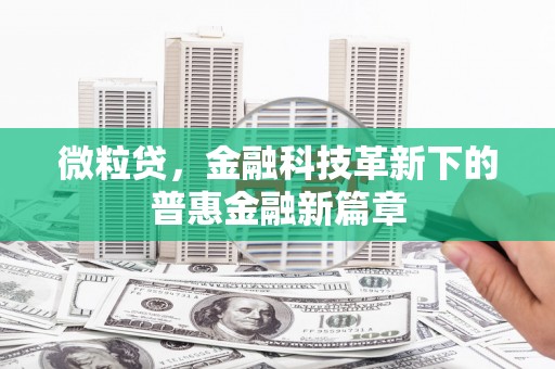 晋江微粒贷，金融科技革新下的普惠金融新篇章