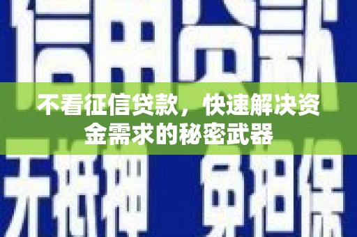 晋江不看征信贷款，快速解决资金需求的秘密武器