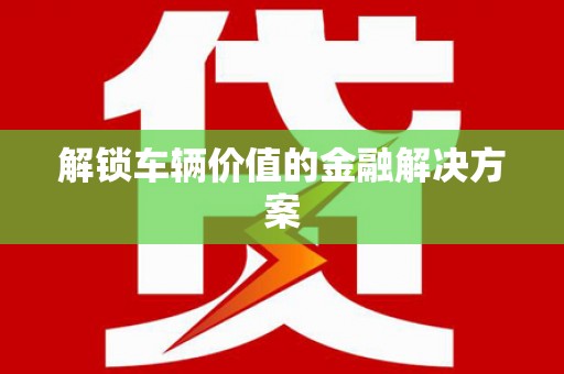 晋江解锁车辆价值的金融解决方案